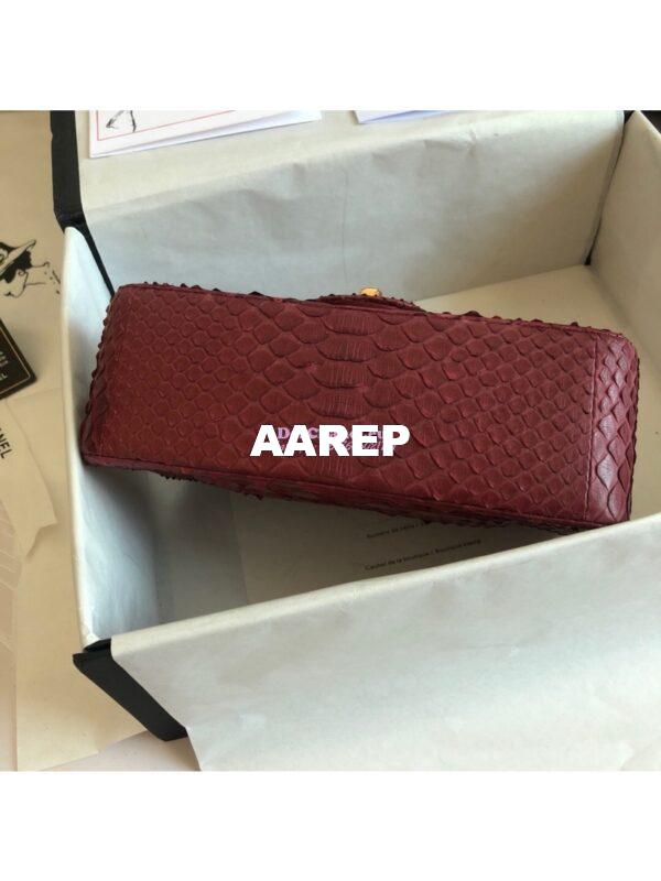 Replica Chanel Python Small 20cm Classic Flap Bag Wine 10