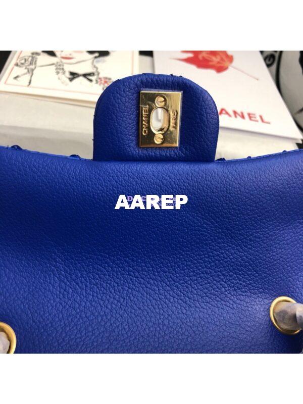 Replica Chanel Python Small 20cm Classic Flap Bag Blue 6