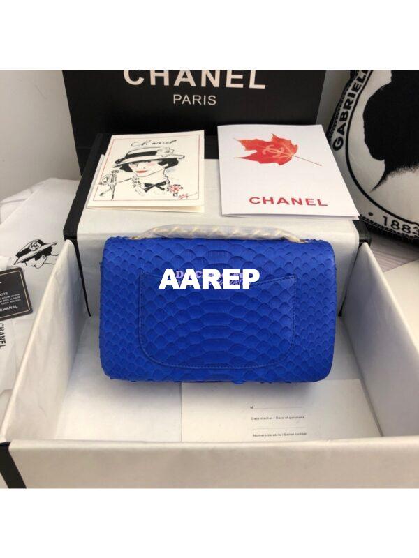 Replica Chanel Python Small 20cm Classic Flap Bag Blue 10