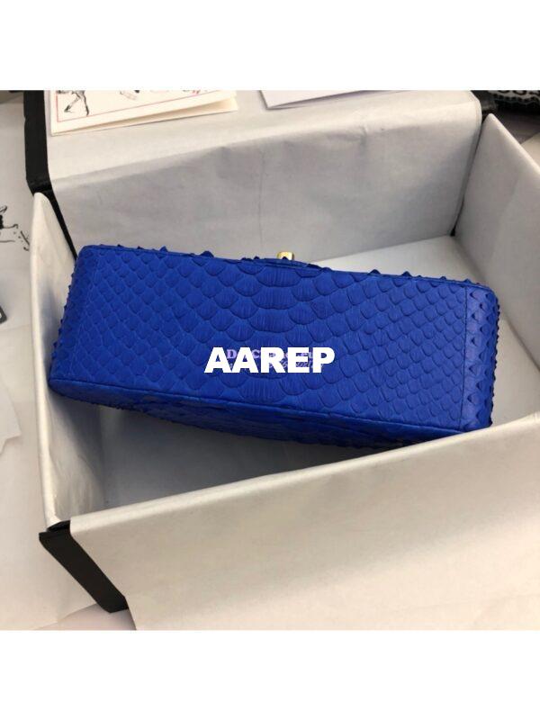 Replica Chanel Python Small 20cm Classic Flap Bag Blue 11