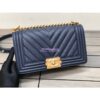 Replica Chanel Chevron Boy Flap Bag in Caviar Claret Red 2