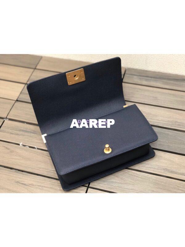Replica Chanel Chevron Boy Flap Bag in Caviar Dark Blue 7