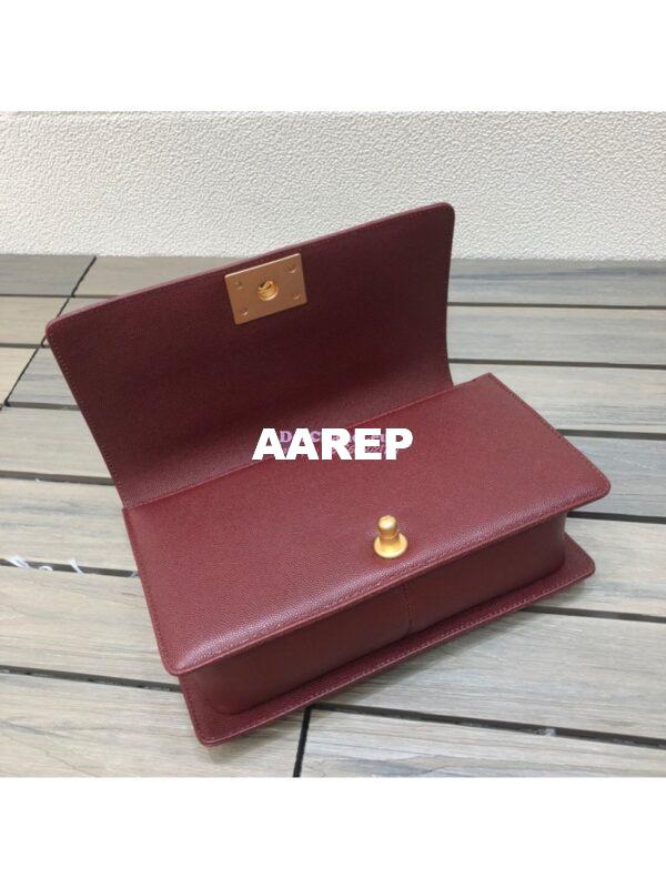 Replica Chanel Chevron Boy Flap Bag in Caviar Claret Red 6