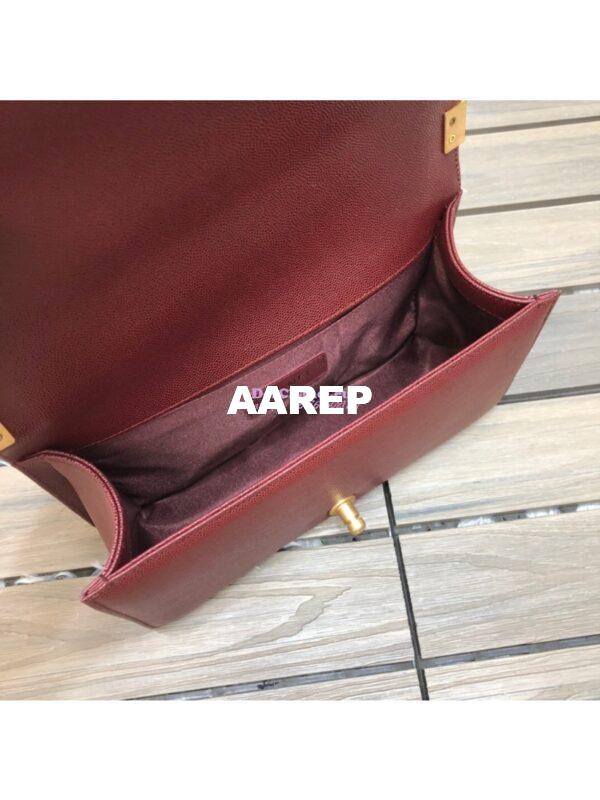 Replica Chanel Chevron Boy Flap Bag in Caviar Claret Red 7