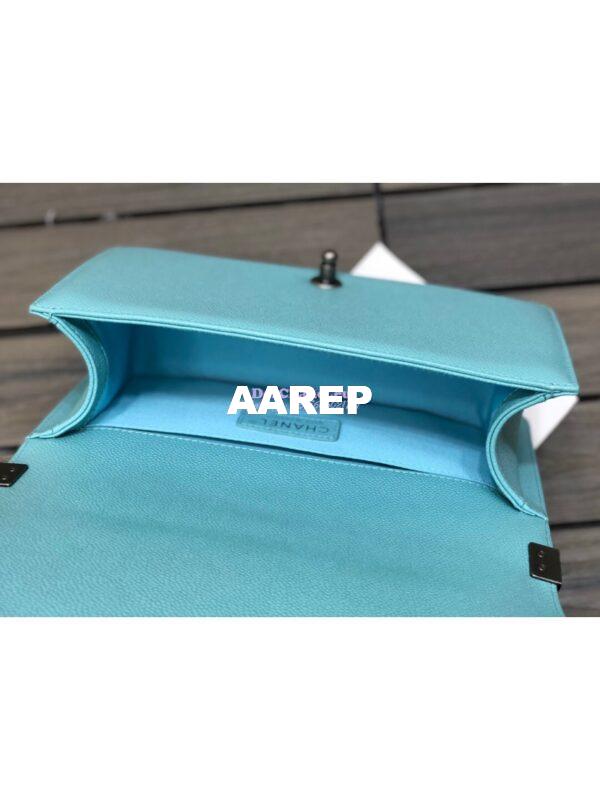 Replica Chanel Chevron Boy Flap Bag in Caviar Tiffany Blue 5