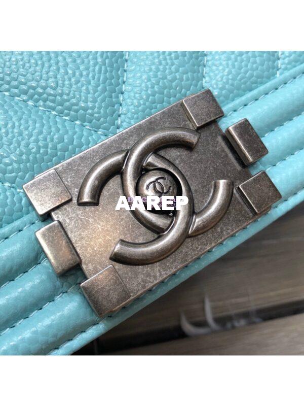 Replica Chanel Chevron Boy Flap Bag in Caviar Tiffany Blue 9