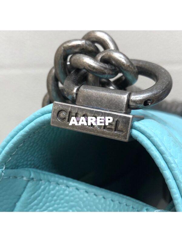 Replica Chanel Chevron Boy Flap Bag in Caviar Tiffany Blue 10