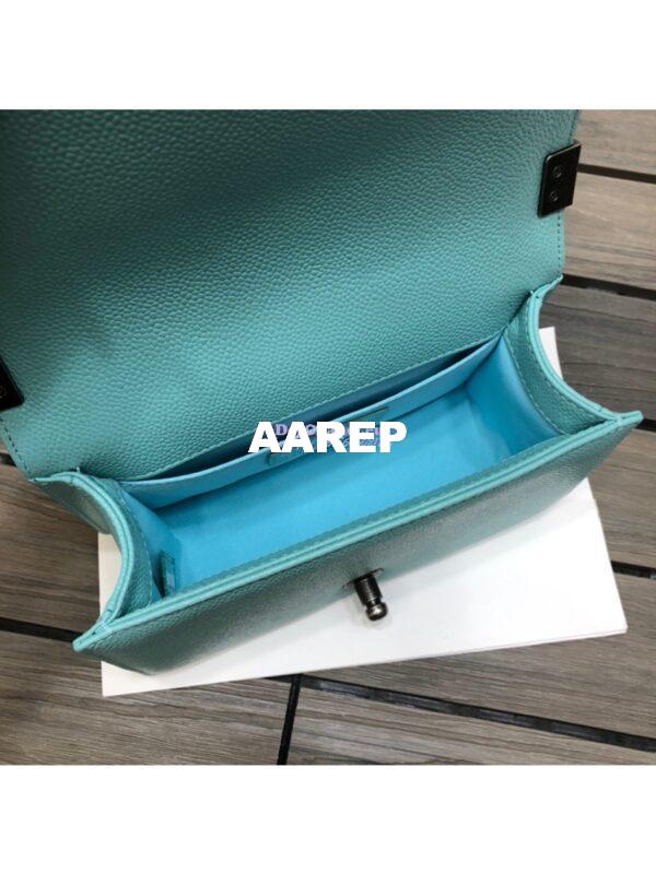 Replica Chanel Chevron Boy Flap Bag in Caviar Tiffany Blue 12
