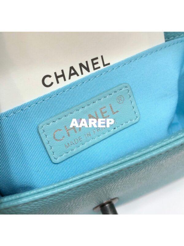 Replica Chanel Chevron Boy Flap Bag in Caviar Tiffany Blue 13