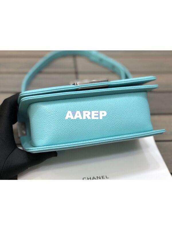 Replica Chanel Chevron Boy Flap Bag in Caviar Tiffany Blue 14