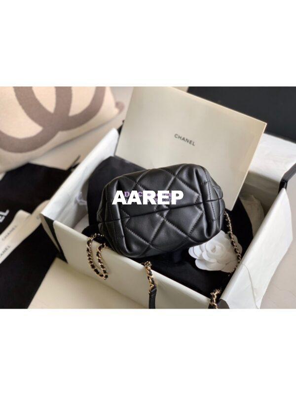 Replica Chanel Small Lambskin Drawstring Bag AS1801 Black 12