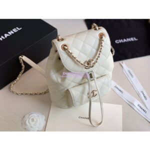 Replica Chanel Grained Calfskin Duma Drawstring Backpack AS1371 White 2