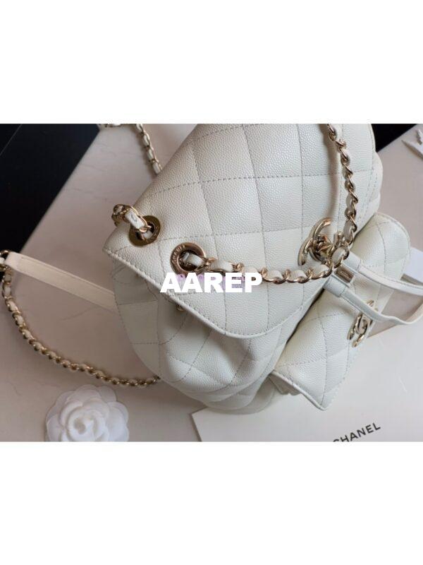 Replica Chanel Grained Calfskin Duma Drawstring Backpack AS1371 White 4