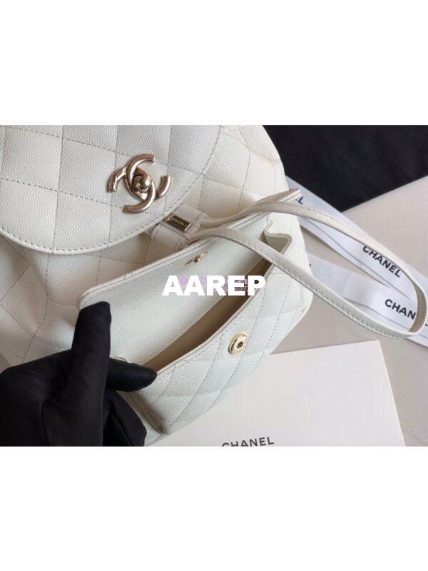 Replica Chanel Grained Calfskin Duma Drawstring Backpack AS1371 White 5