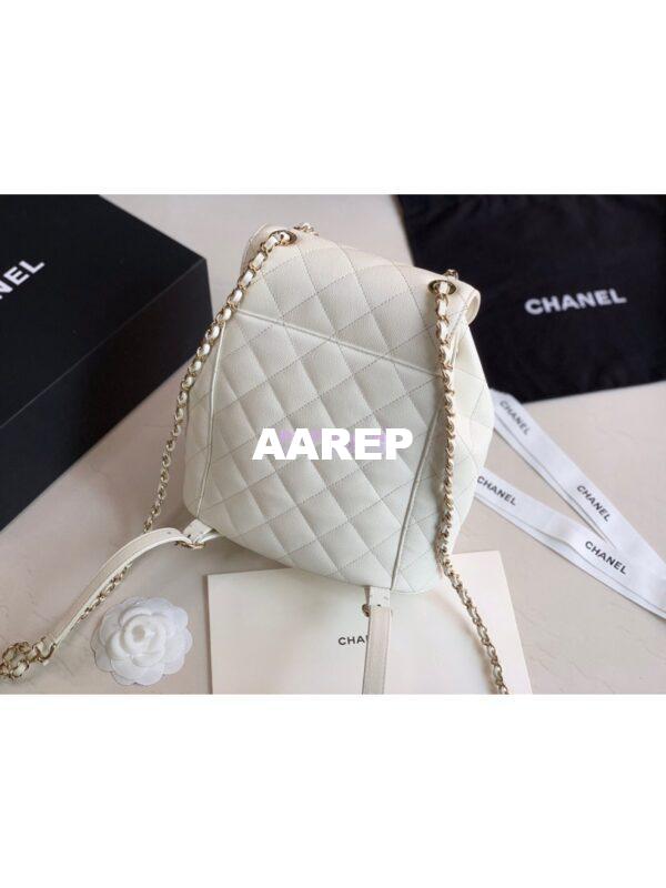 Replica Chanel Grained Calfskin Duma Drawstring Backpack AS1371 White 7
