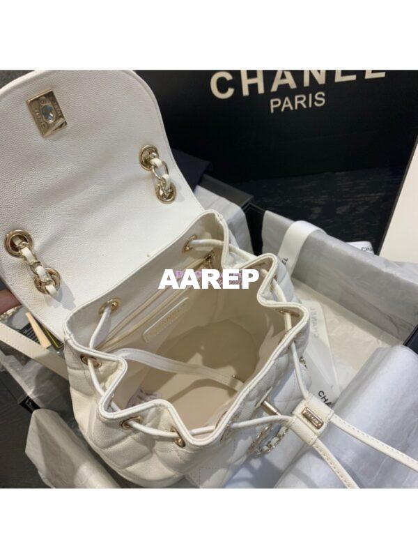 Replica Chanel Grained Calfskin Duma Drawstring Backpack AS1371 White 8