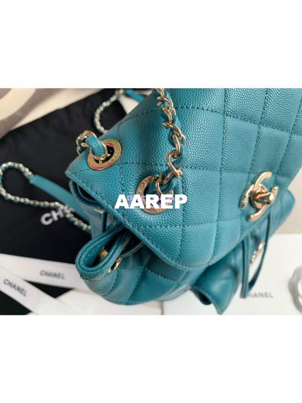 Replica Chanel Grained Calfskin Duma Drawstring Backpack AS1371 Green 3