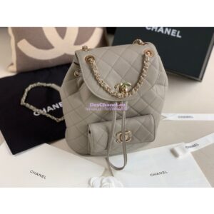 Replica Chanel Grained Calfskin Duma Drawstring Backpack AS1371 Grey 2