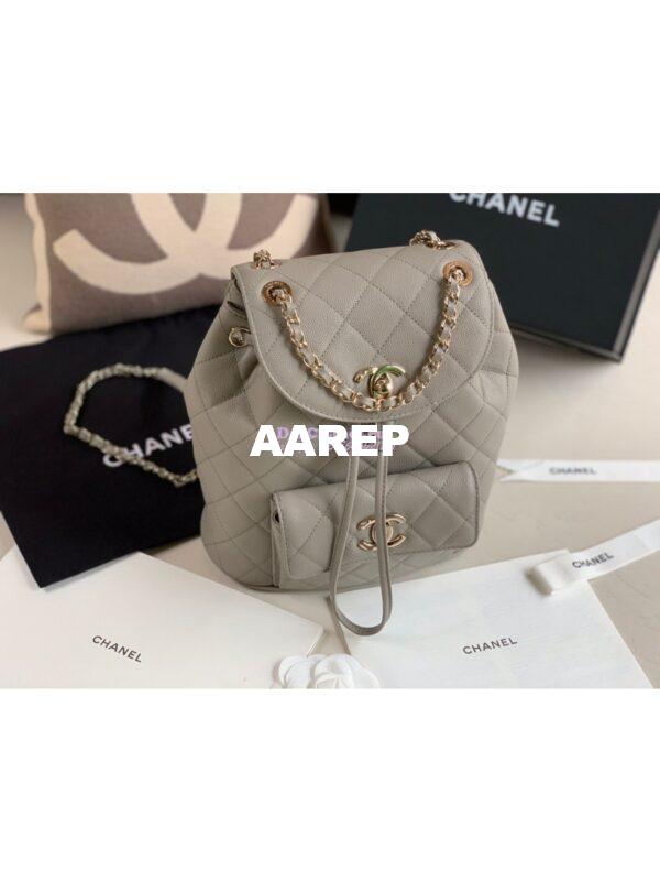 Replica Chanel Grained Calfskin Duma Drawstring Backpack AS1371 Grey 4