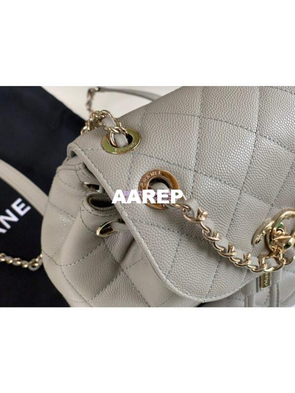 Replica Chanel Grained Calfskin Duma Drawstring Backpack AS1371 Grey 6