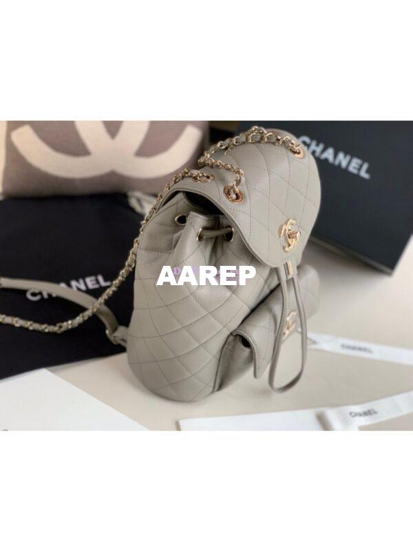 Replica Chanel Grained Calfskin Duma Drawstring Backpack AS1371 Grey 7