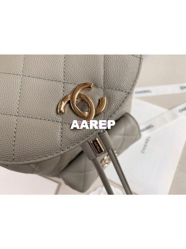 Replica Chanel Grained Calfskin Duma Drawstring Backpack AS1371 Grey 9