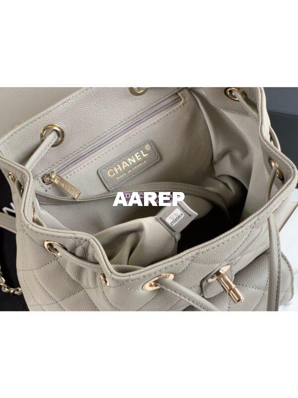 Replica Chanel Grained Calfskin Duma Drawstring Backpack AS1371 Grey 11