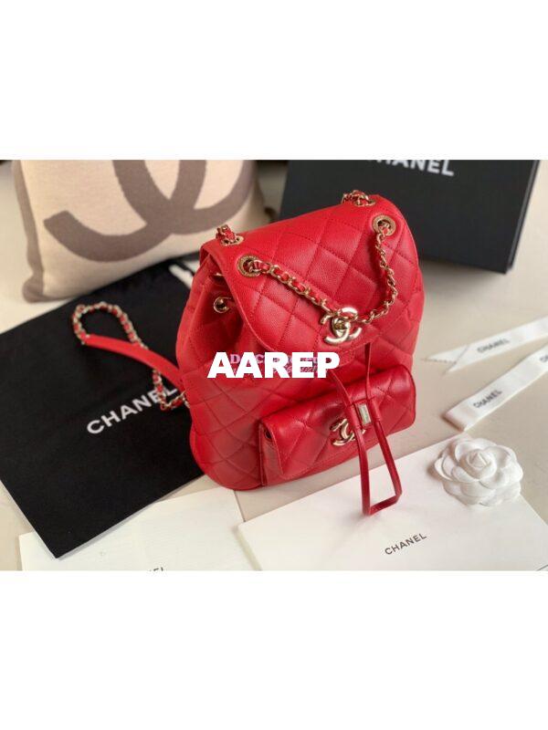 Replica Chanel Grained Calfskin Duma Drawstring Backpack AS1371 Red 4