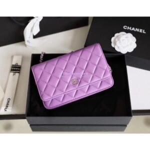 Replica Chanel Classic Lambskin Wallet On Chain WOC Purple Bag