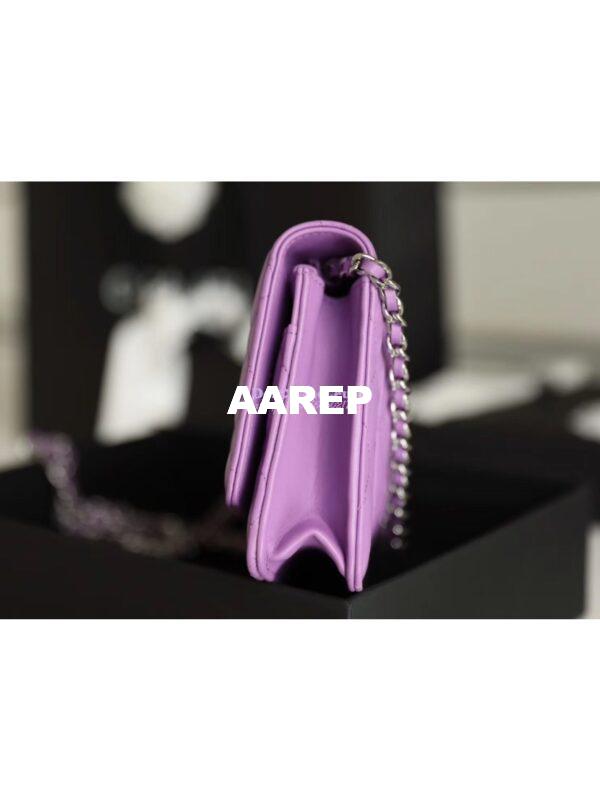 Replica Chanel Classic Lambskin Wallet On Chain WOC Purple Bag 7