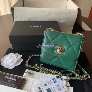 Replica Chanel Small Trendy CC Clutch Chain w Large Quilting Lambskin A81633 Green