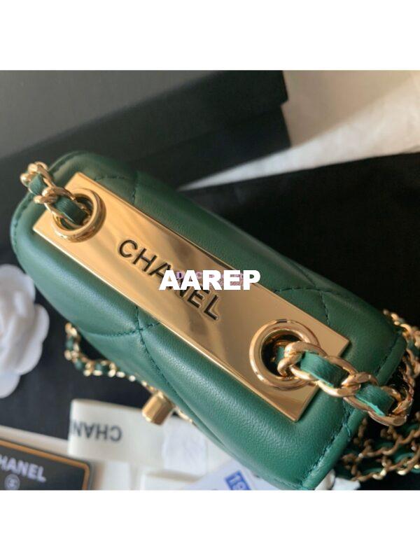 Replica Chanel Small Trendy CC Clutch Chain w Large Quilting Lambskin A81633 Green 3