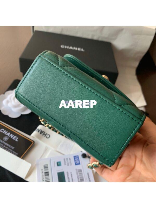 Replica Chanel Small Trendy CC Clutch Chain w Large Quilting Lambskin A81633 Green 4