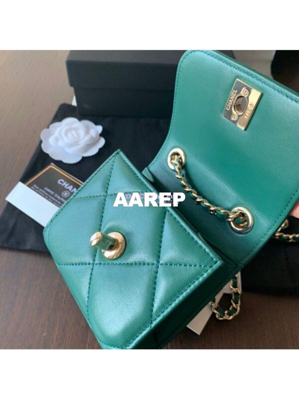Replica Chanel Small Trendy CC Clutch Chain w Large Quilting Lambskin A81633 Green 7
