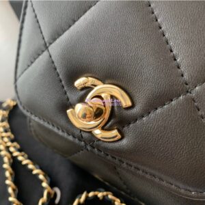 Replica Chanel Small Trendy CC Clutch Chain w Large Quilting Lambskin A81633 Black 2
