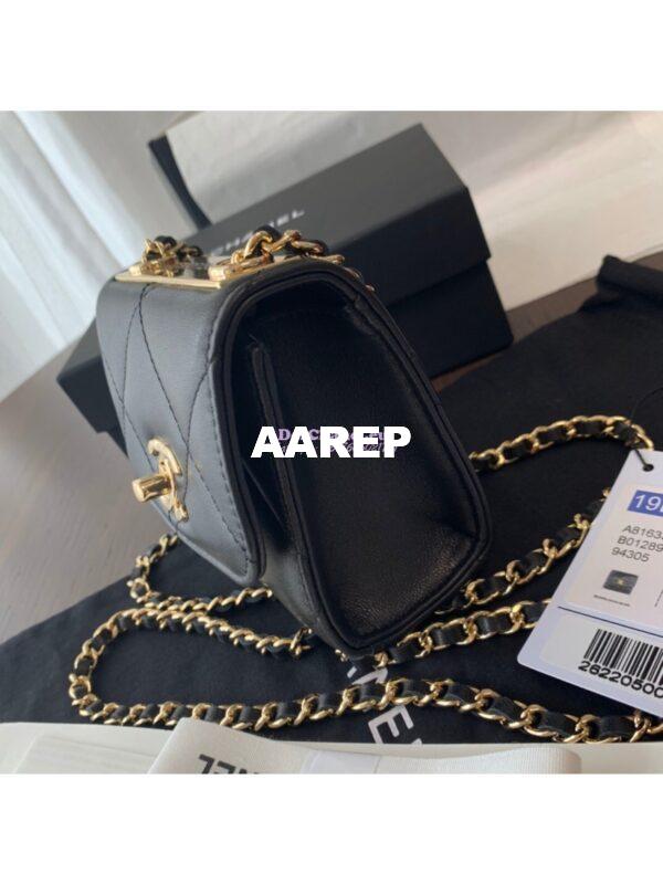 Replica Chanel Small Trendy CC Clutch Chain w Large Quilting Lambskin A81633 Black 4