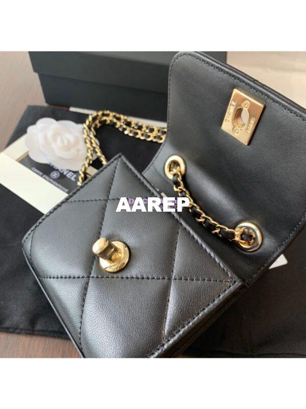 Replica Chanel Small Trendy CC Clutch Chain w Large Quilting Lambskin A81633 Black 7