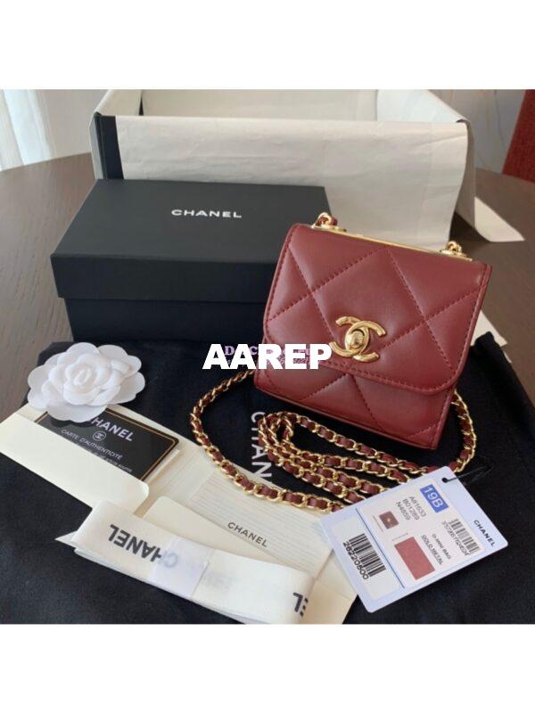 Replica Chanel Small Trendy CC Clutch Chain w Large Quilting Lambskin A81633 Burgundy
