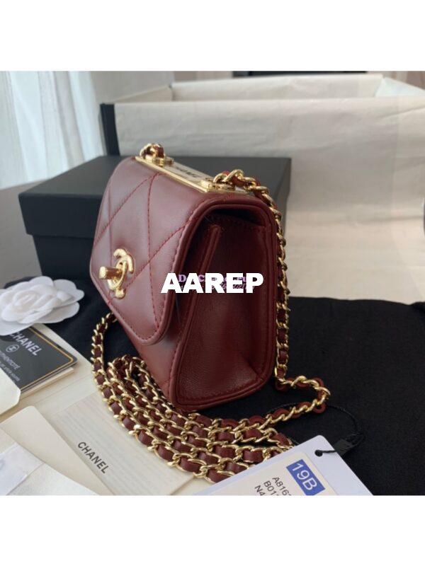 Replica Chanel Small Trendy CC Clutch Chain w Large Quilting Lambskin A81633 Burgundy 4