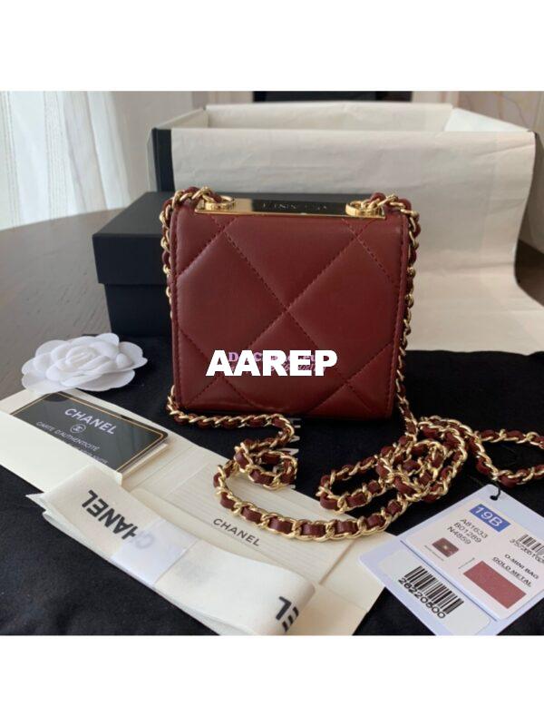 Replica Chanel Small Trendy CC Clutch Chain w Large Quilting Lambskin A81633 Burgundy 6