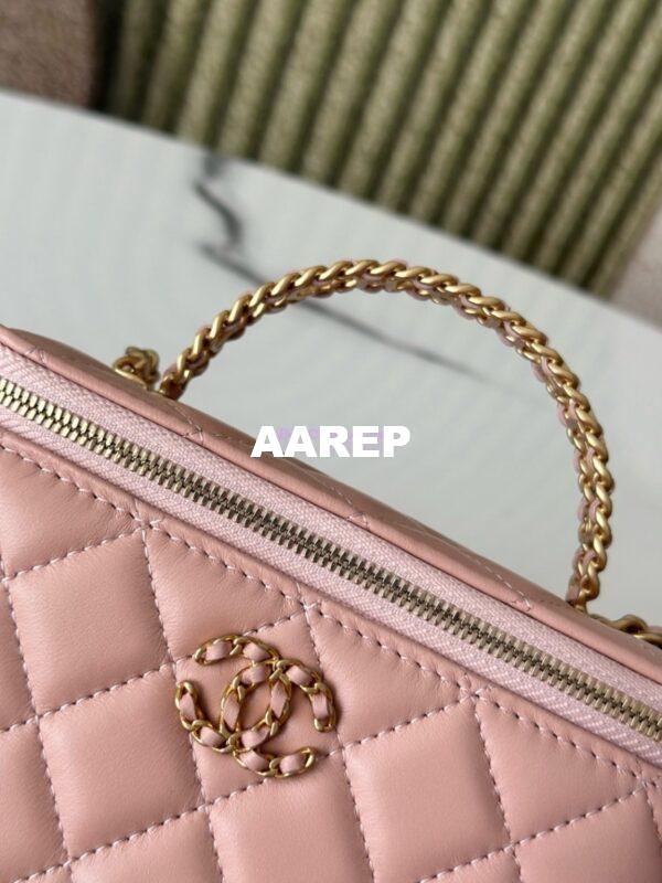 Replica Chanel New 25P Lambskin Vanity With Chain and Top Handle with Rhinestones AP3663 Light Pink 6