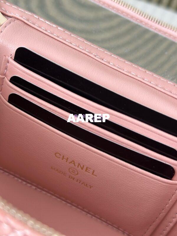 Replica Chanel New 25P Lambskin Vanity With Chain and Top Handle with Rhinestones AP3663 Light Pink 8