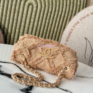 Replica Chanel Vintage Small Tweed Fringe Crochet Nature Flap Bag 2