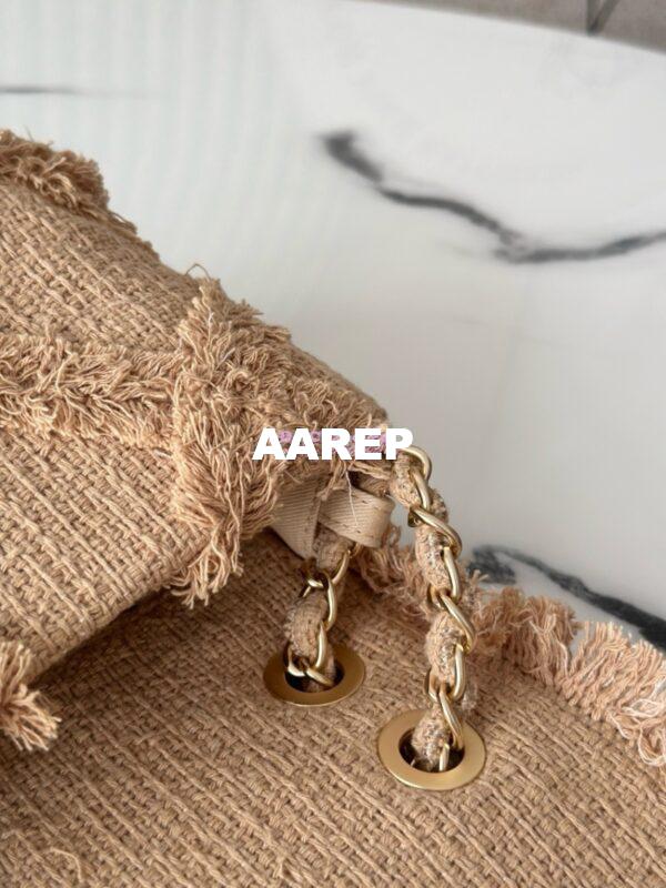 Replica Chanel Vintage Small Tweed Fringe Crochet Nature Flap Bag 8
