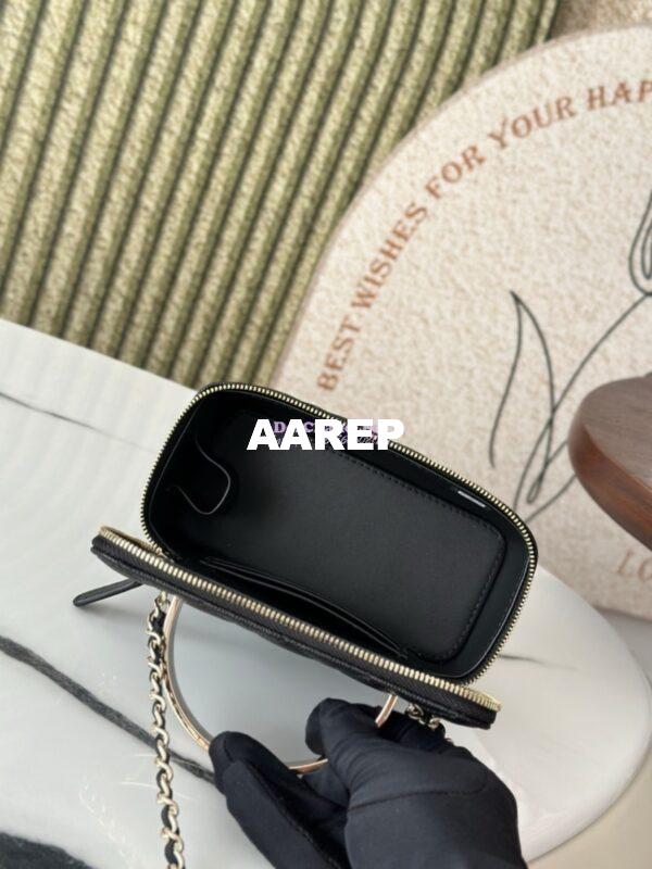 Replica Chanel Exclusive Limited-Edition Grained Calfskin Metal Enamel Handle Vanity Chain Bag – AP4426 Black 6