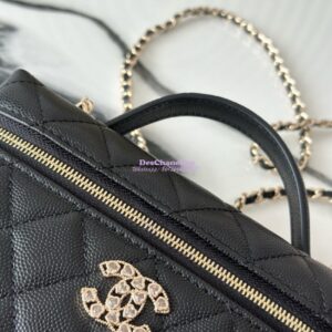 Replica Chanel 25C Exclusive Limited Edition Long Vanity With Chain Grained Calfskin with Heart Logo AP4531 Black 2