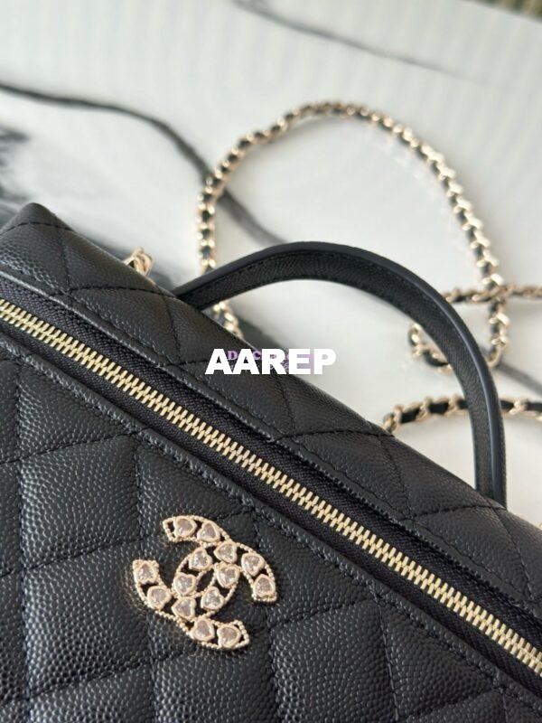 Replica Chanel 25C Exclusive Limited Edition Long Vanity With Chain Grained Calfskin with Heart Logo AP4531 Black 4