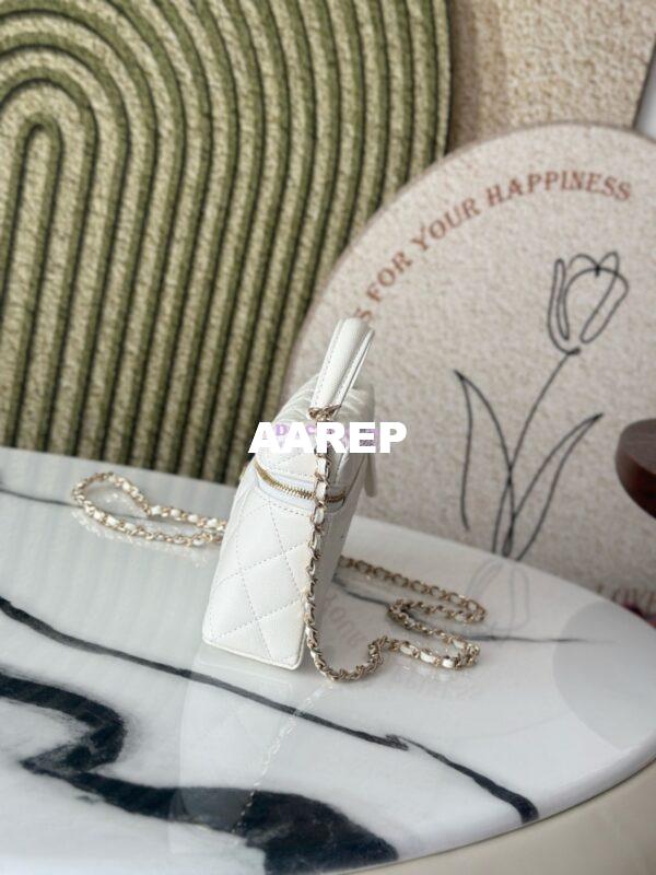 Replica Chanel 25C Exclusive Limited Edition Long Vanity With Chain Grained Calfskin with Heart Logo AP4531 White 5