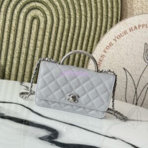 Replica Chanel SS25 Wallet On Chain with Top Handle Bag Metal Resin AP4497 Grey