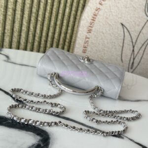 Replica Chanel SS25 Wallet On Chain with Top Handle Bag Metal Resin AP4497 Grey 2